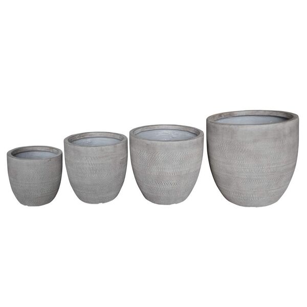 milani home set di vasi in fibra sintetica di design moderno industrial g.44,5x44,5x43,5/m. grigio 45 x 44 x 45 cm