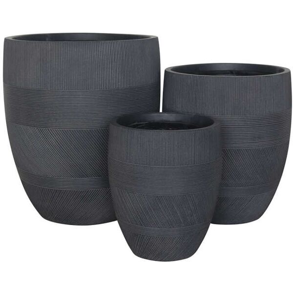 milani home vasi per piante rotondi da interno ed esterno set da 3 dimensioni moderni vaso grigio scuro 27 x 32 x 27 cm