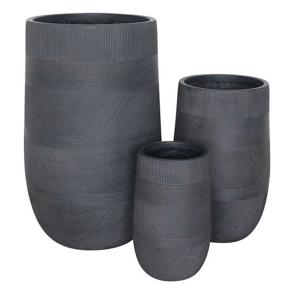 milani home vasi per piante rotondi da interno ed esterno set da 3 dimensioni moderni vaso grigio scuro 24 x 39 x 24 cm