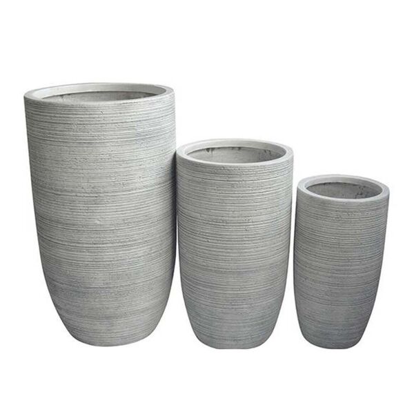 milani home set di 3 vasi per piante da esterno interno di design con 3 dimensioni in fibra grigio 42 x 79 x 42 cm