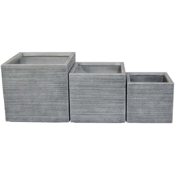 milani home set di 3 vasi per piante da esterno interno di design con 3 dimensioni in fibra grigio 44 x 43 x 44 cm