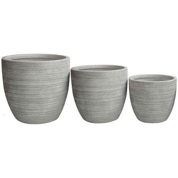 milani home set di 3 vasi per piante da esterno interno di design con 3 dimensioni in fibra grigio 44 x 44 x 44 cm