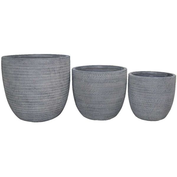 milani home set di 3 vasi per piante da esterno interno di design con 3 dimensioni in fibra grigio 45 x 43 x 45 cm