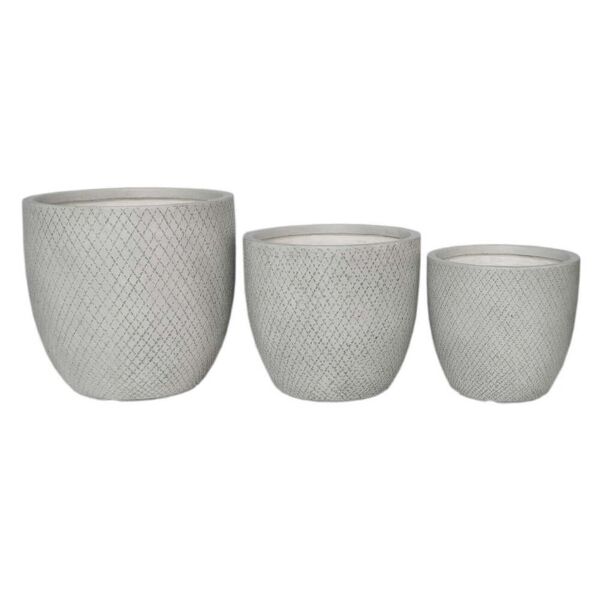 milani home set di 3 vasi per piante da esterno interno di design con 3 dimensioni in fibra grigio 45 x 44 x 45 cm