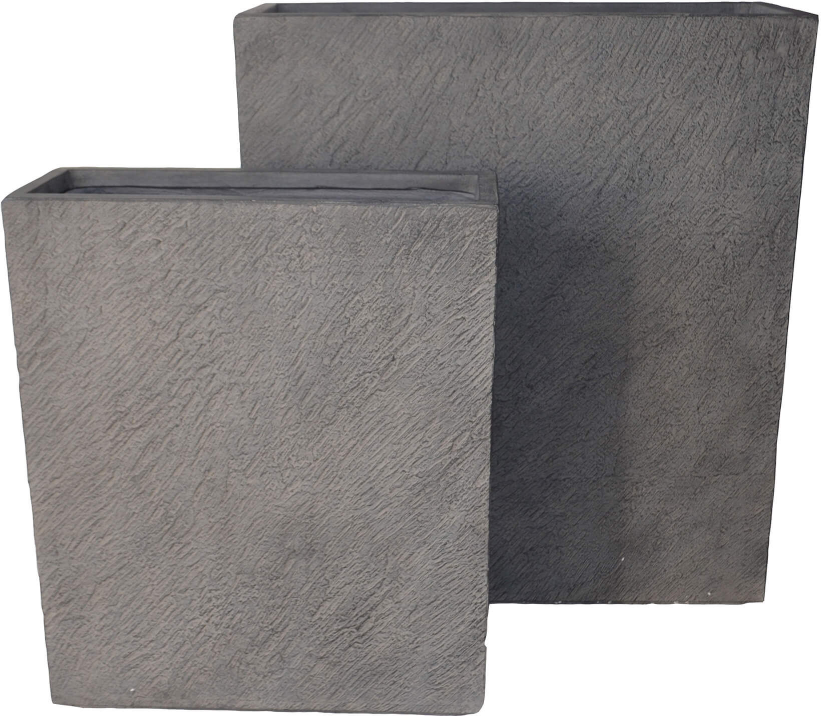 milani home set di vasi in fibra sintetica di design moderno industrial g.80x30,5x92/p.60x2 grigio 80 x 92 x 31 cm