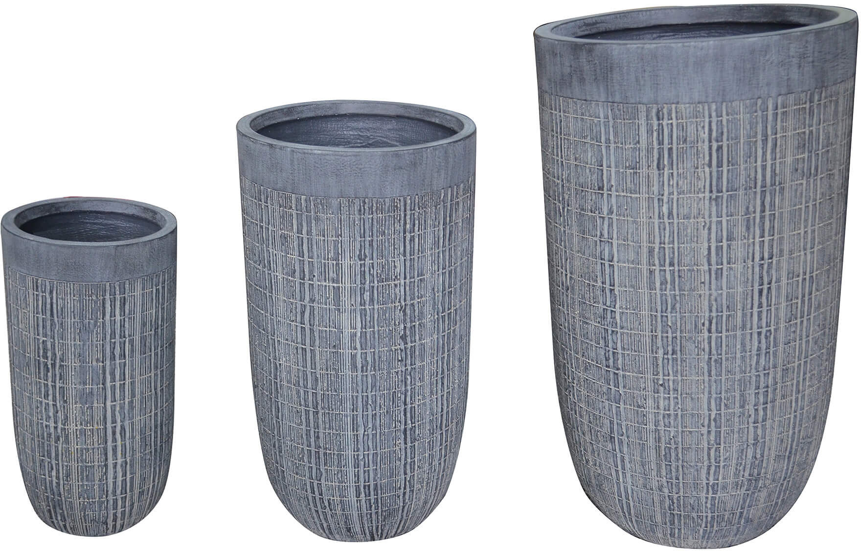 Milani Home set di vasi in fibra sintetica di design moderno industrial G.43,5x43,5x78,5/M. Grigio 44 x 79 x 44 cm