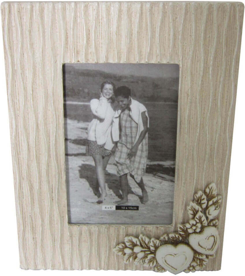 Milani Home Portafoto Shabby Chic Rettangolare Tortora 10x15 In Mdf Tortora E Bianco Vintage Tortora 17.5 x 22.5 x 2.5 cm