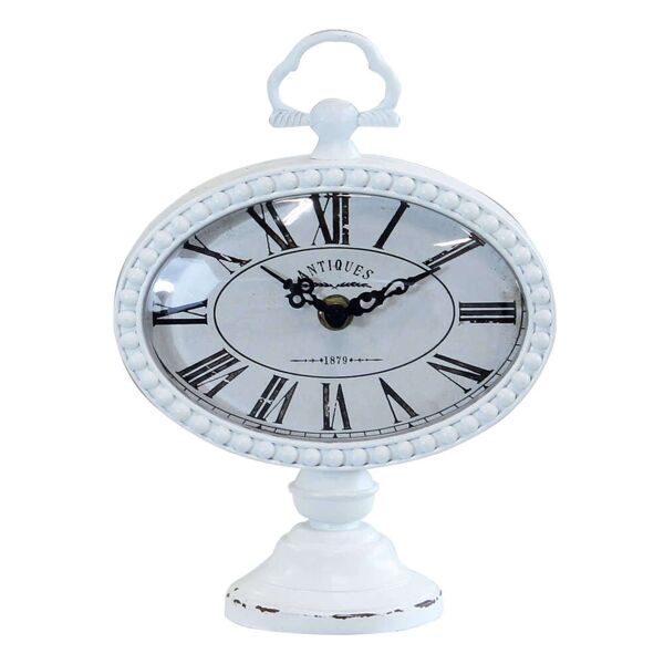milani home orologio classico da appoggio soprammobile analogico stile vintage classico bianco 16.5 x 22.5 x 8.5 cm