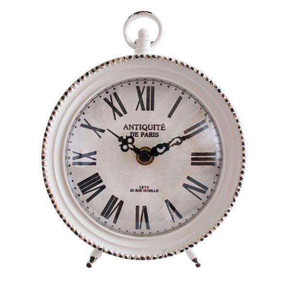 milani home orologio classico da appoggio soprammobile analogico stile vintage classico bianco 14.5 x 18.5 x 5.5 cm