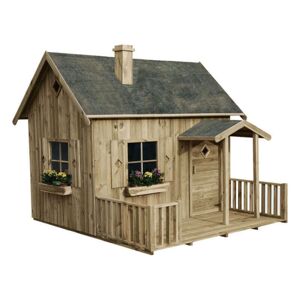 Milani Home Casetta per bambini da giardino per estero in legno cm 258 x 255 x 231 h Marrone 258 x 231 x 255 cm