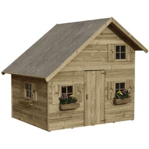 Milani Home Casetta per bambini da giardino per estero in legno cm 223 x 221 x 230 h Marrone 223 x 230 x 221 cm