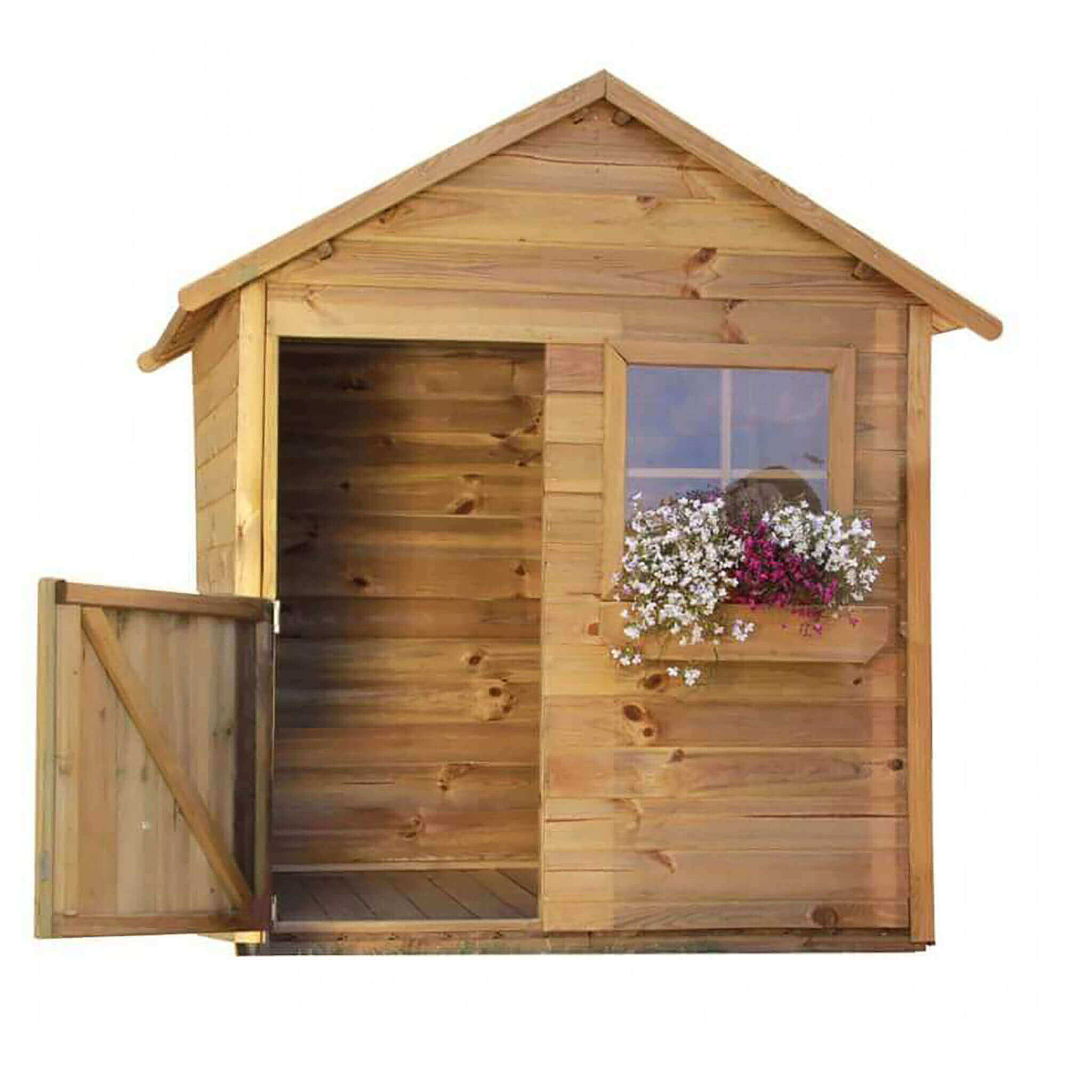 Milani Home Casetta per bambini da giardino per esterno in legno cm 112 x 126 x 158 h Marrone 112 x 158 x 126 cm