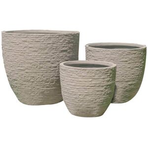 Milani Home Set Di 3 Vasi Beige Per Esterno Giardino, Portico, Ristorante, Gelateria Bar Ho Beige 44 x 39 x 44 cm