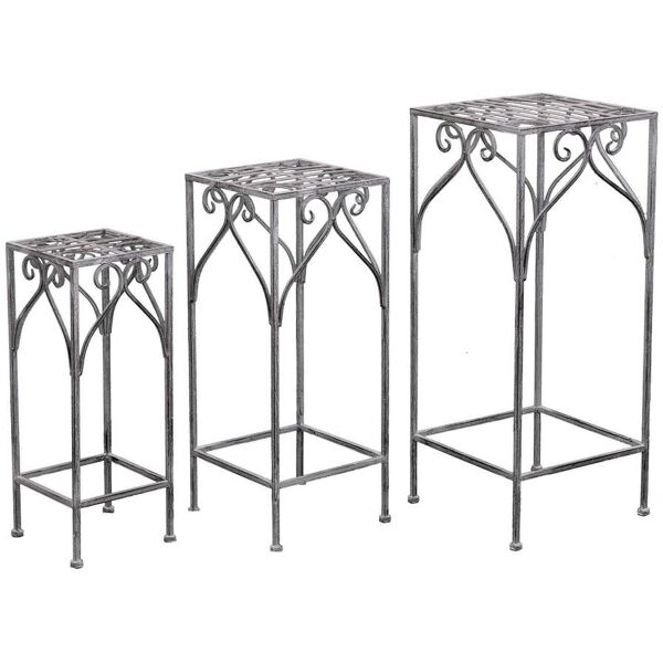 milani home set di 3 fioriere in ferro per interno esterno giardino veranda ristorante bar bianco ossidato 30 x 72 x 30 cm