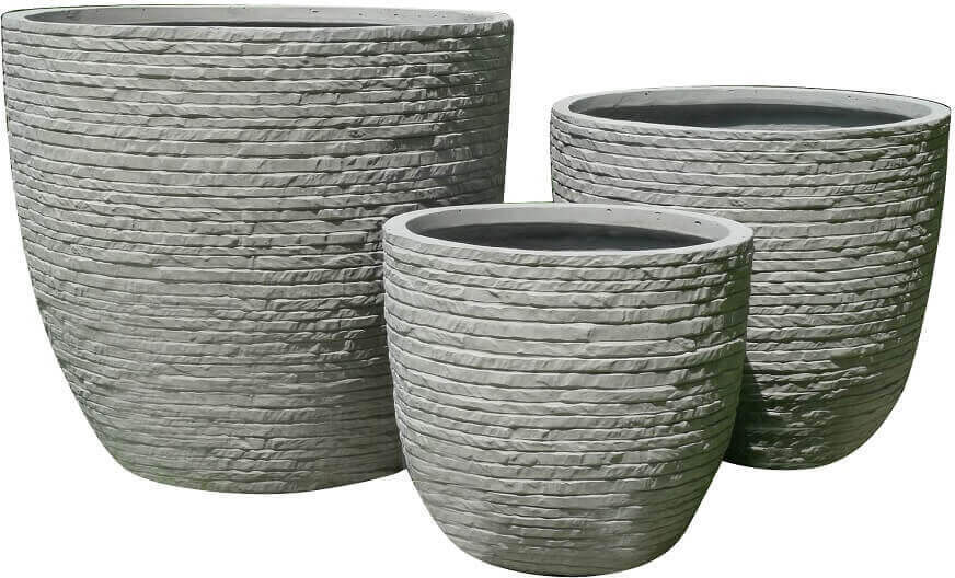 Milani Home Set Di 3 Vasi Grigio Chiaro Per Esterno Giardino, Portico, Ristorante, Gelateri Grigio 44 x 39 x 44 cm