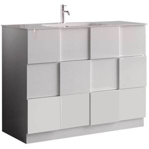 Milani Home mobile lavabo a terra di design moderno industrial Bianco 101 x 45 x 85 cm