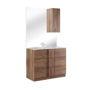 Milani Home mobile lavabo a terra di design moderno industrial Marrone 101 x 85 x 45 cm