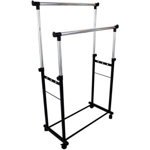 Milani Home Stand Appendiabiti Doppio Per Interno Camera Cameretta Bagno Lavanderia Cabina Nero 85 x 160 x 44 cm