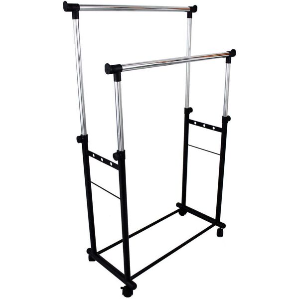 milani home stand appendiabiti doppio per interno camera cameretta bagno lavanderia cabina nero 85 x 160 x 44 cm