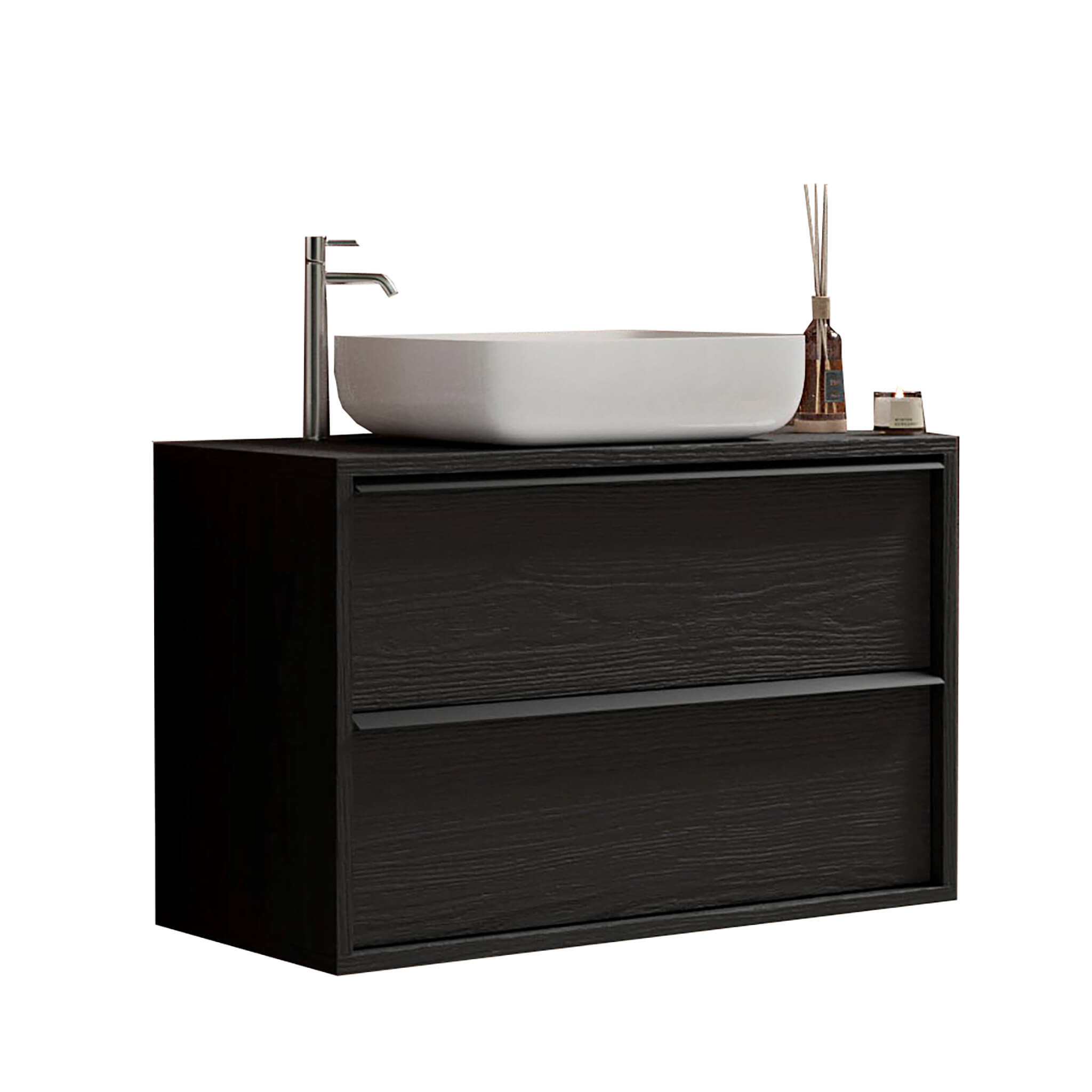 Milani Home mobile lavabo sospeso di design moderno industrial cm 92 x 92 x 43 h Antracite 92 x 92 x 43 cm