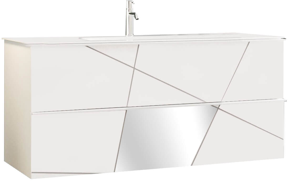 Milani Home mobile lavabo sospeso di design moderno industrial Bianco 101 x 45 x 85 cm