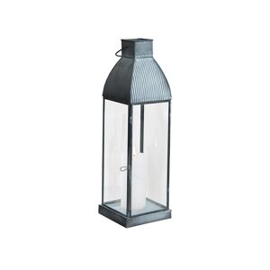 Milani Home lanterna in vetro di design moderno per giardino cm 12 x 12 x 41 h Grigio 12 x 41 x 12 cm
