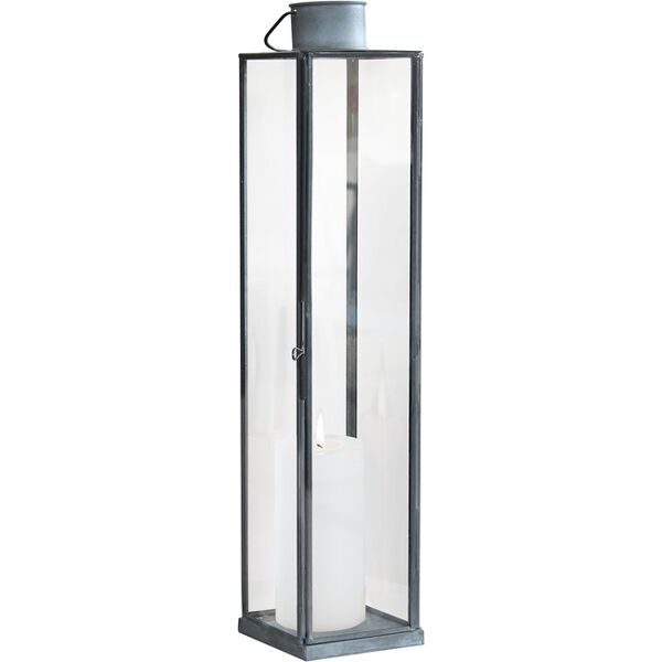 milani home lanterna in vetro di design moderno per giardino cm 10 x 10 x 46 h grigio 10 x 46 x 10 cm