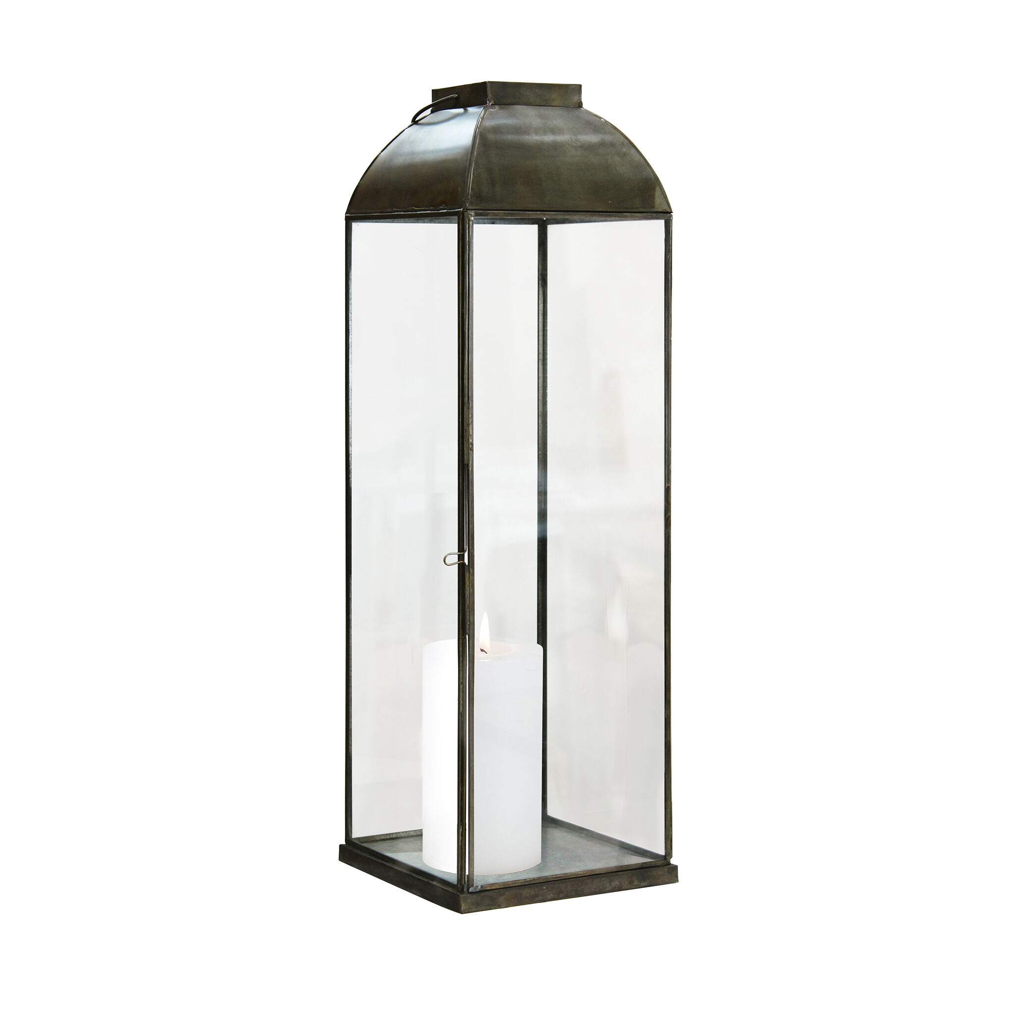 milani home lanterna in vetro di design moderno per giardino cm 20 x 20 x 66 h bronzo 20 x 66 x 20 cm