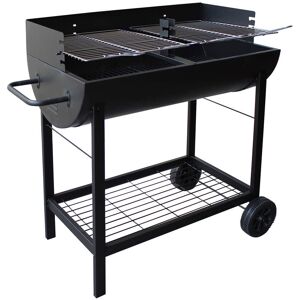 Milani Home Barbecue a carbonella con ruote da campeggio grigliata di design americano Nero 103.5 x 95 x 48 cm