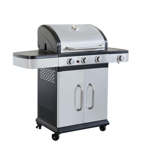 milani home piros - barbecue a gas in acciaio inox 3 fuochi + 1 fuoco laterale