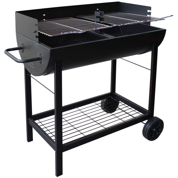 milani home barbecue a carbonella con ruote da campeggio grigliata di design americano nero 103.5 x 95 x 48 cm