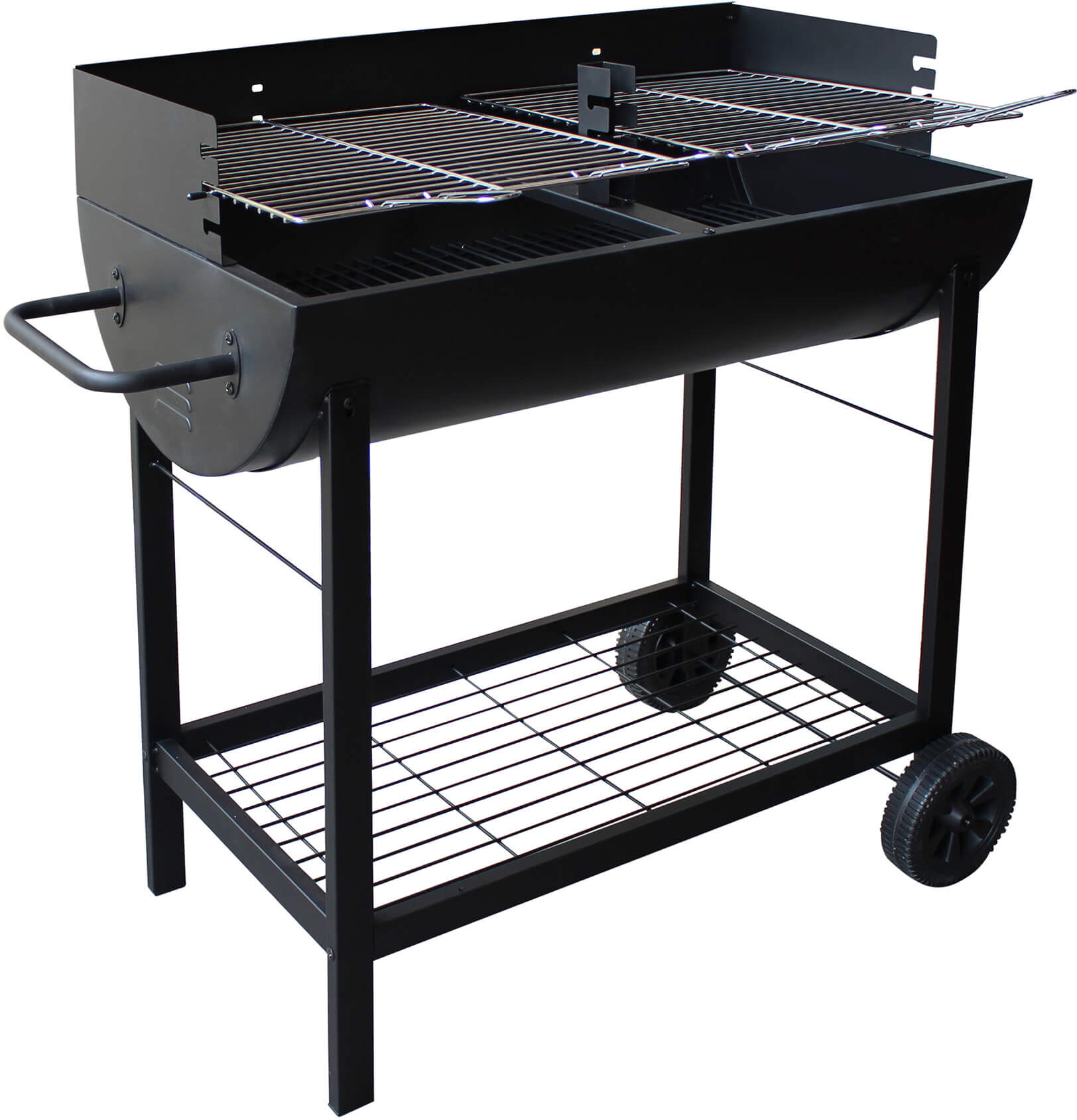 milani home barbecue a carbonella con ruote da campeggio grigliata di design americano nero 103.5 x 95 x 48 cm