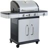 Milani Home Barbecue A Gas In Acciaio Inox 3 Fuochi + 1 Laterale Per Esterno Giardino, Port Grigio 122 x 112 x 57 cm