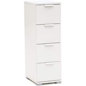 Milani Home cassettiera 4 cassetti per soggiorno cucina bagno fatto in Italia cm 27x38x85 h Bianco 60 x 174 x 38 cm