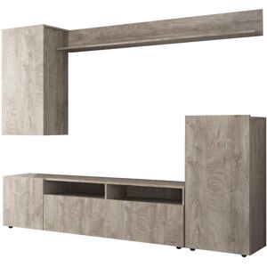 Milani Home parete attrezzata porta tv soggiorno moderna di design 207x34x170 h Rovere grigio 210 x 170 x 36.5 cm