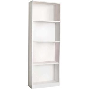 Milani Home libreria di design per camera da letto soggiorno 4 piani 60x24x170 h Bianco 58 x 165 x 25 cm