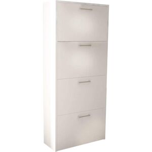 Milani Home scarpiera 4 ante a ribalta cm 59x25x140 h Colore: Bianco Bianco 59 x 140 x 25 cm