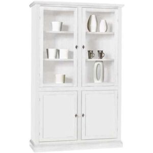 Milani Home Mobile Con Vetrina In Legno Massello 120x41x187 Bianco 120 x 187 x 41 cm