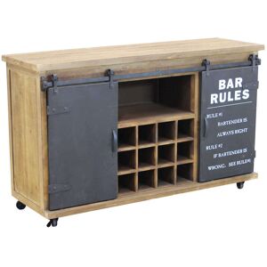 Milani Home Credenza In Metallo E Legno Industrial Mobile Madia Con Portabottiglie Di Vino Marrone 123 x 74 x 41 cm