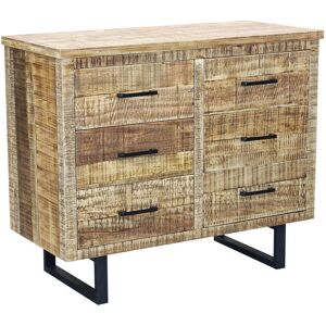 Milani Home cassettiera con sei cassetti in legno di design moderno per salotto cucina sala Marrone 100 x 83 x 45 cm