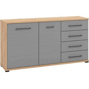 Milani Home madia due ante quattro cassetti moderna minimal in legno di design moderno indu Grigio 161.5 x 84 x 40 cm