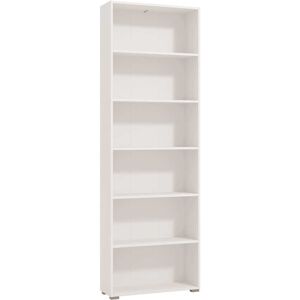 Milani Home libreria sei ripiani moderno minimal in legno di design moderno industrial cm 7 Bianco 70 x 211.5 x 24.5 cm