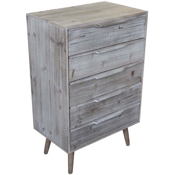 milani home angeline - mobiletto 5 cassetti in paulownia e mdf industrial 60x40x95