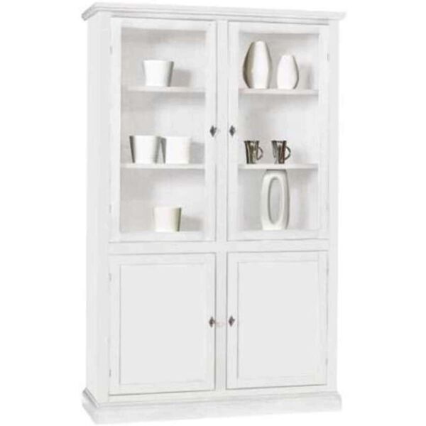 milani home danielle - mobile con vetrina in legno massello 120x41x187