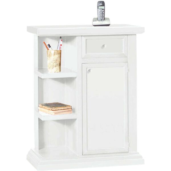 milani home eloise - mobile portatelefono in legno massello 64x32x80