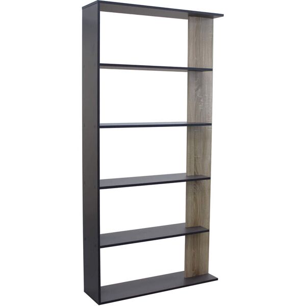 milani home libreria moderna di design in legno di design per salotto, soggiorno 90x23,5x18 antracite 90 x 180 x 23.5 cm