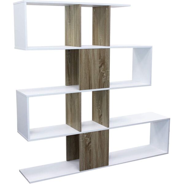 milani home libreria moderna di design in legno di design per salotto, soggiorno 145x29x145 bianco 145 x 145 x 29 cm