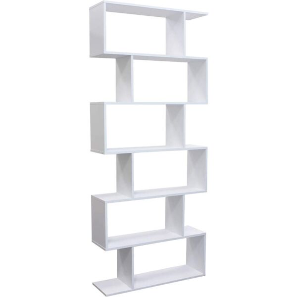 milani home libreria moderna di design in legno di design per salotto, soggiorno 80x23,5x19 bianco 80 x 190.5 x 23.5 cm