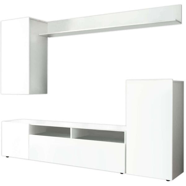 milani home parete attrezzata porta tv soggiorno moderna di design 207x34x170 h bianco 210 x 170 x 36.5 cm