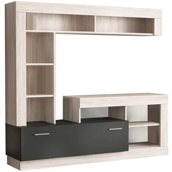 milani home parete attrezzata porta tv soggiorno moderna di design 170x42x170 h marrone chiaro 185 x 170 x 40 cm